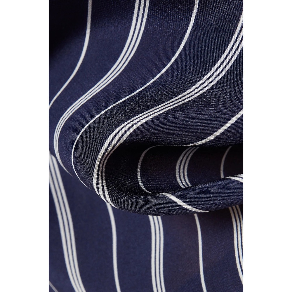 L'Agence Cameron Silk Maxi Shirt Dress S Navy White Stripe Belted Chic - Picture 8 of 9
